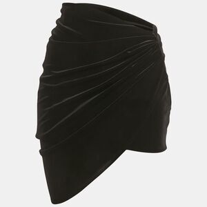 Alexandre Vauthier Black Velvet Draped Asymmetric Skirt L